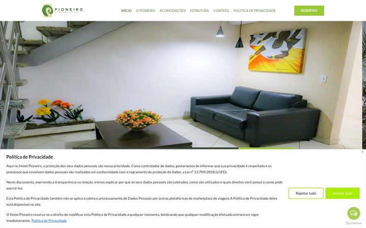 Screenshot of hotelpioneiro.com.br