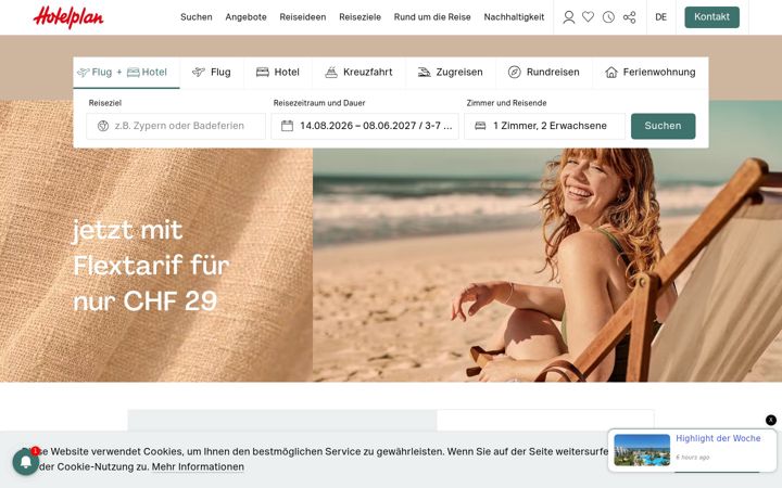 Screenshot of hotelplan.ch