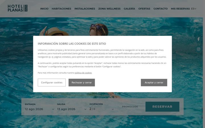 Screenshot of hotelplanas.net