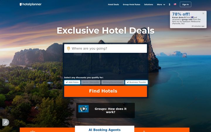 Captura de ecrã de hotelplanner.com