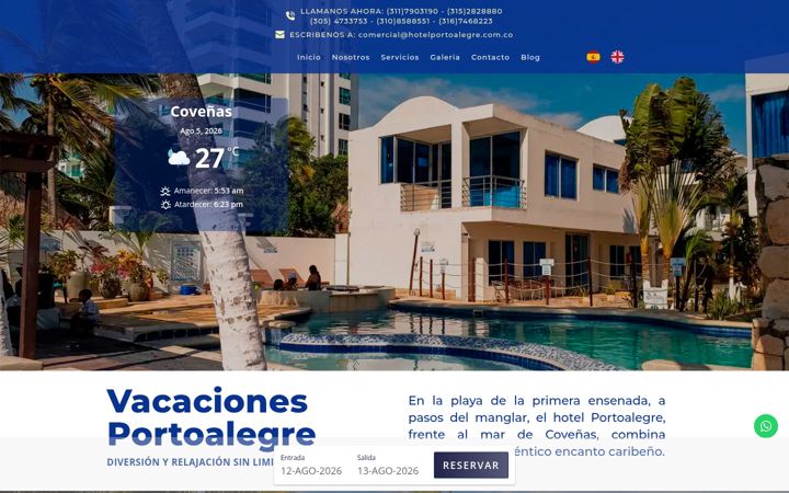 Screenshot of hotelportoalegre.com.co
