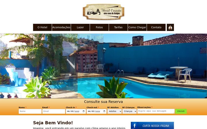 Screenshot of hotelpousadacasarao.com.br