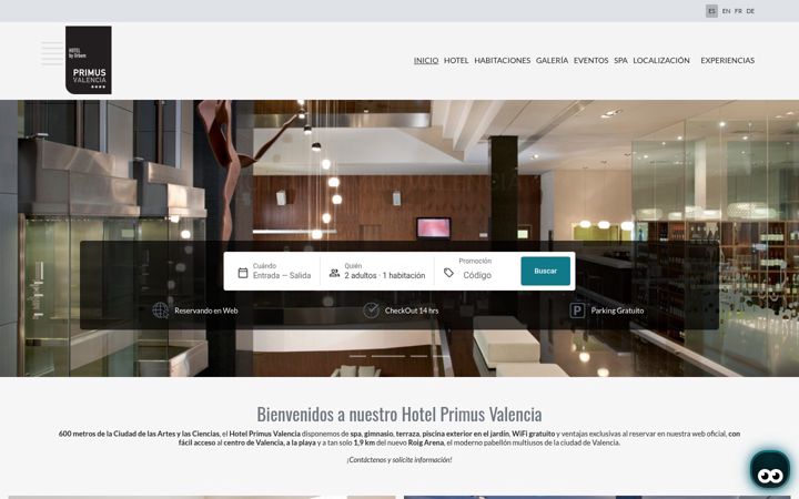 Screenshot of hotelprimusvalencia.com