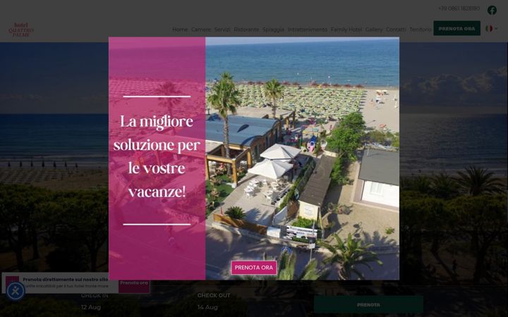 Screenshot of hotelquattropalme.it