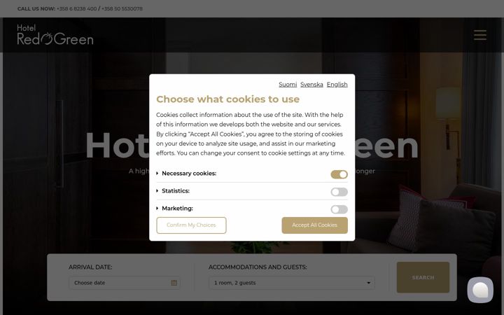 Screenshot of hotelredgreen.fi