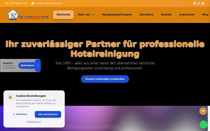 Screenshot of hotelreinigung-bielefeld.com