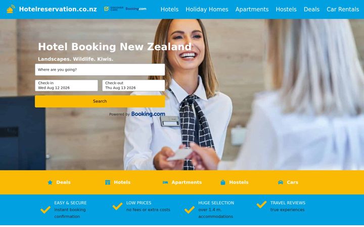 Screenshot of hotelreservation.co.nz
