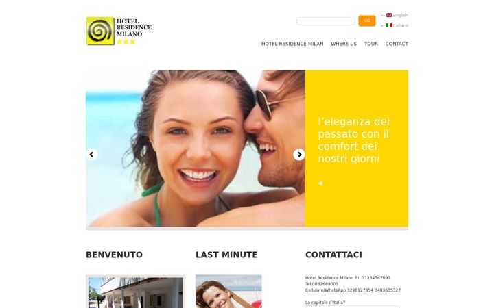 Screenshot of hotelresidencemilano.it
