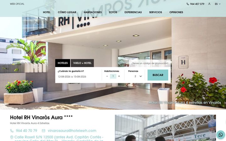 Screenshot of hotelrhvinarosaura.com