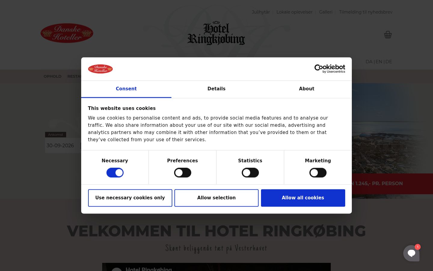 Screenshot tal-banner tal-kunsens muri qabel kwalunkwe interazzjoni