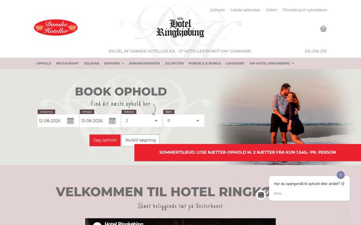 Screenshot of hotelringkobing.dk
