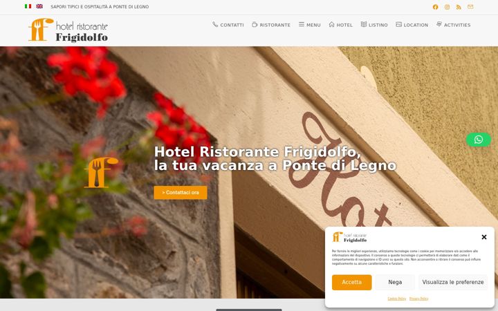 Screenshot of hotelristorantefrigidolfo.it
