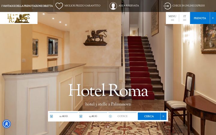 Screenshot of hotelromapalmanova.eu