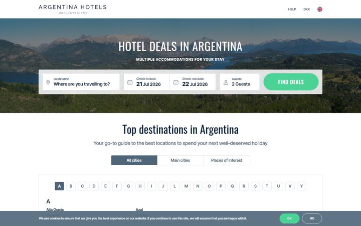 Screenshot of hotels-argentina.net