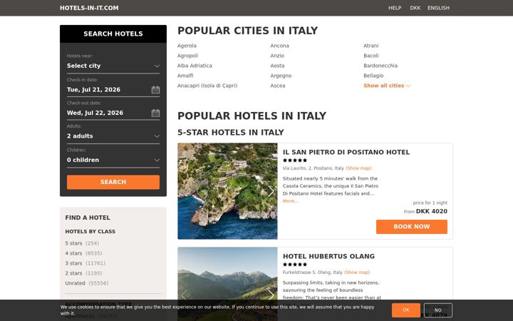 Screenshot of hotels-in-it.com