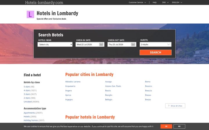 Skjermbilde av hotels-lombardy.com