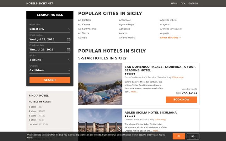 Screenshot of hotels-sicily.net