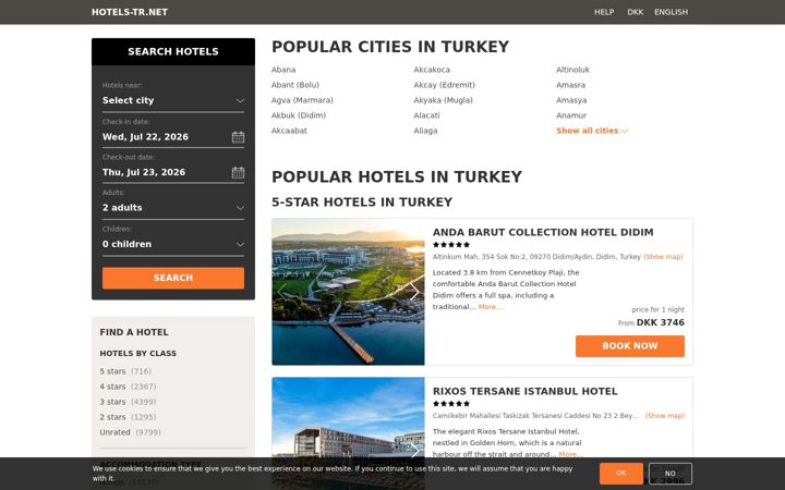 Screenshot of hotels-tr.net