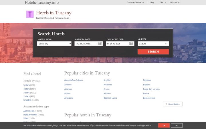 Screenshot of hotels-tuscany.info