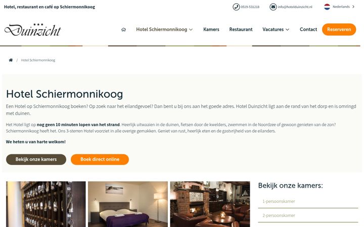 Screenshot of hotelschiermonnikoog.nl