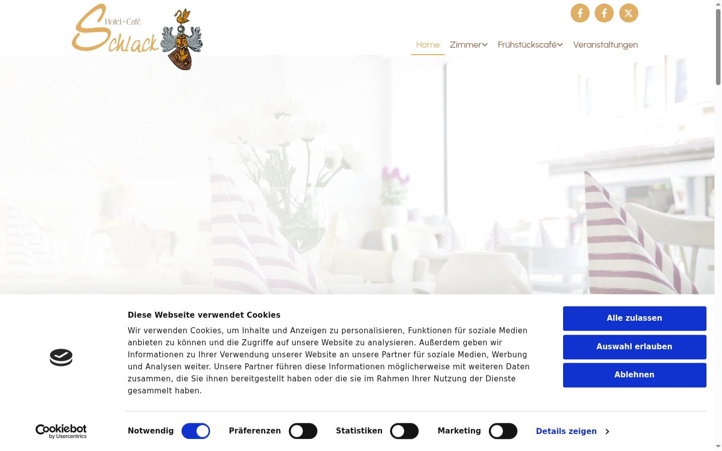 Captura de ecrã do banner de consentimento apresentado antes de qualquer interação