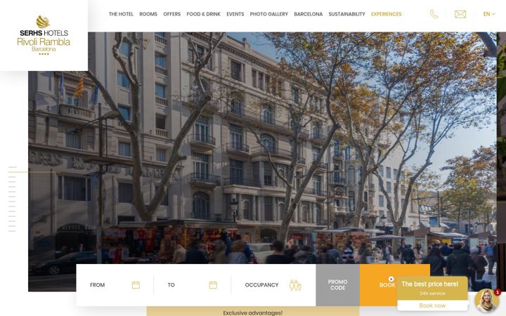 Screenshot of hotelserhsrivolirambla.com