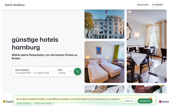 Screenshot of hotelshamburg.org