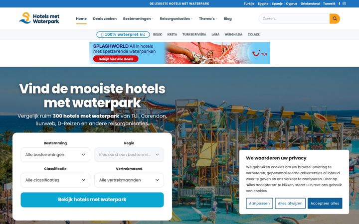 Screenshot of hotelsmetwaterpark.nl