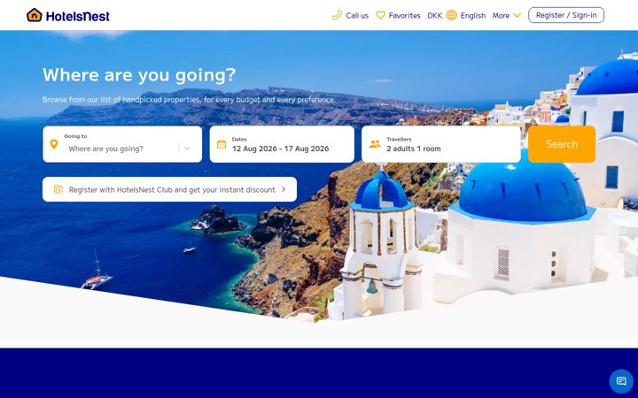 Screenshot of hotelsnest.com