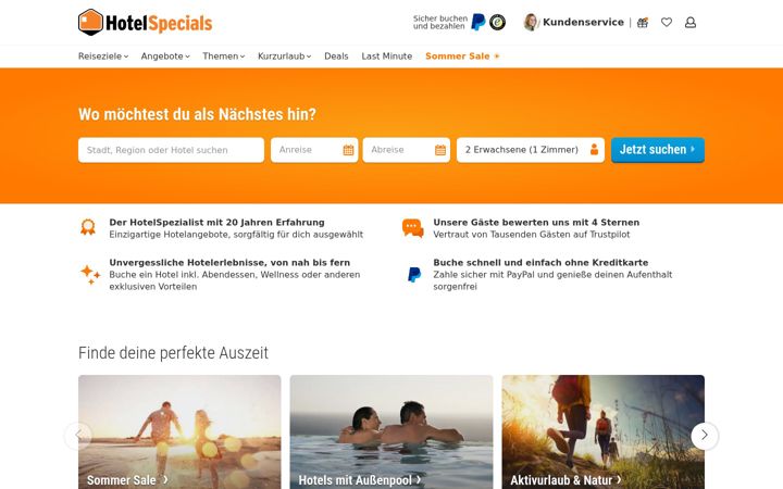 Screenshot of hotelspecials.de
