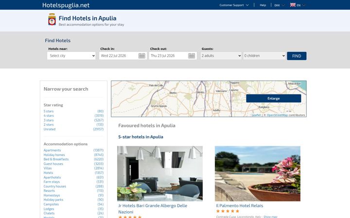 Screenshot of hotelspuglia.net