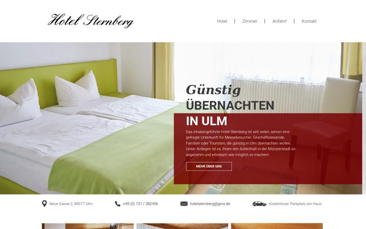 Screenshot of hotelsternberg.de