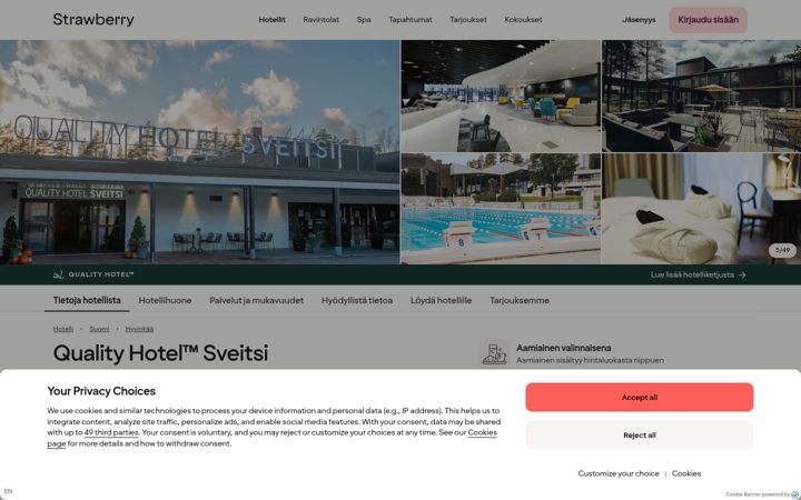 Screenshot of hotelsveitsi.fi