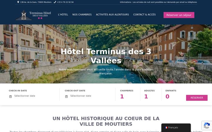 Screenshot of hotelterminus-moutiers.com