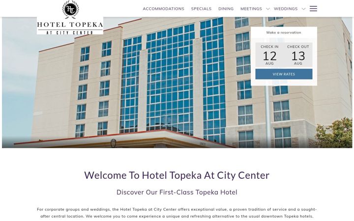 Screenshot of hoteltopekaatcitycenter.com