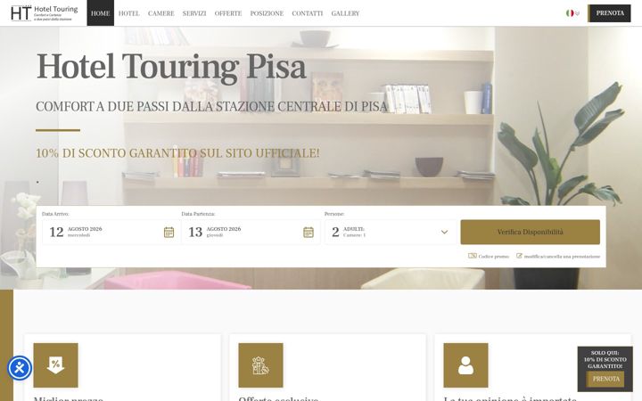 Screenshot of hoteltouringpisa.it