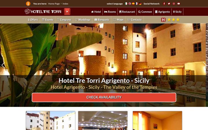 Screenshot of hoteltretorri.eu