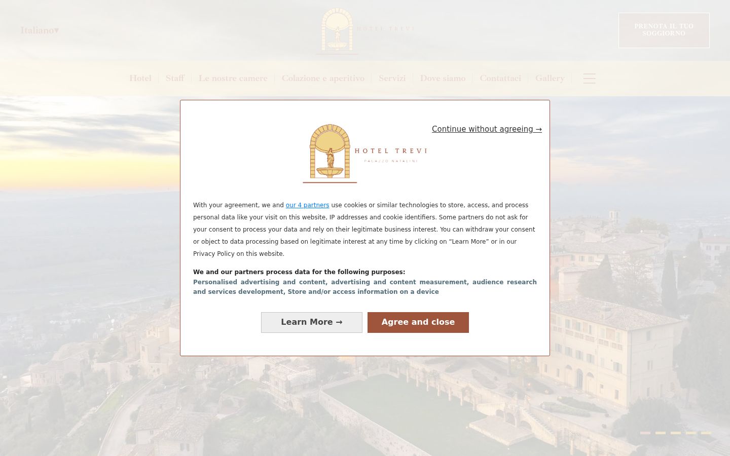 Capture d'écran de la bannière de consentement affichée avant toute interaction