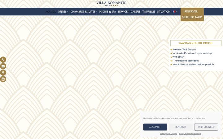 Screenshot of hotelvillaromanticparis.com