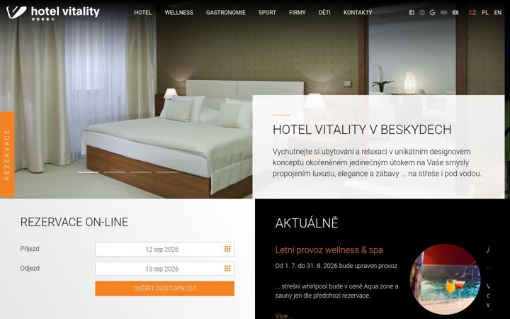 Screenshot of hotelvitality.cz