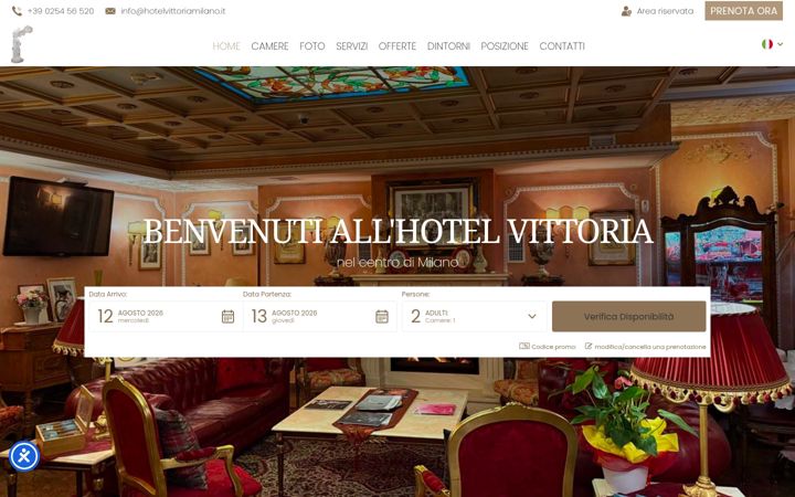 Screenshot of hotelvittoriamilano.it