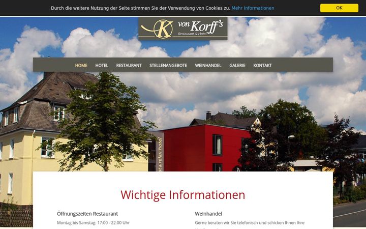 Screenshot of hotelvonkorff.de