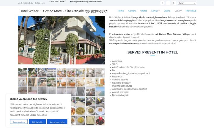 Screenshot of hotelwaltergatteomare.com