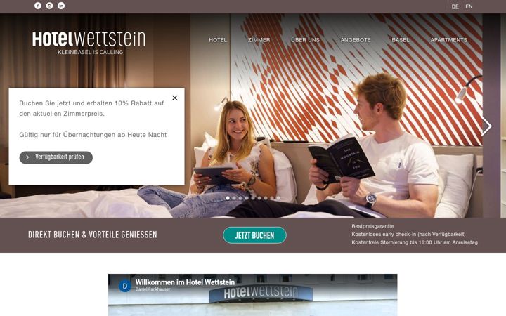 Screenshot of hotelwettstein.ch