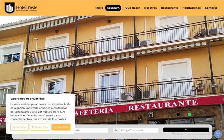 Screenshot of hotelyeste.com