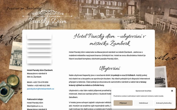 Screenshot of hotelzamberk.cz