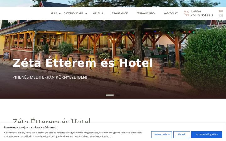 Screenshot of hotelzeta.hu