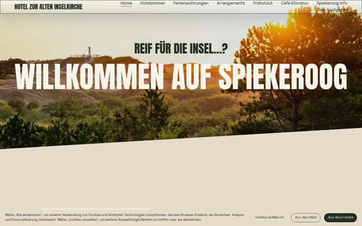 Screenshot of hotelzuralteninselkirche.de