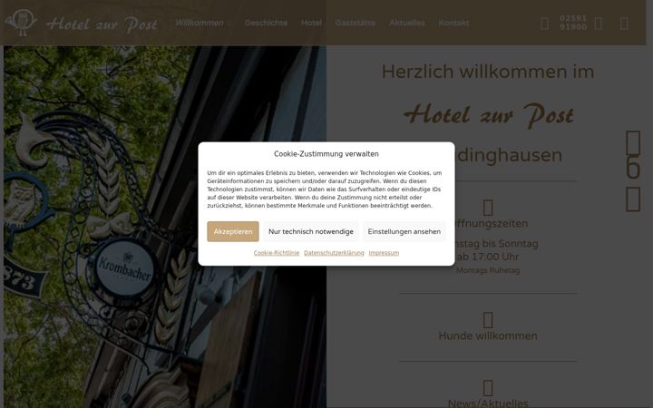 Screenshot of hotelzurpostlh.de