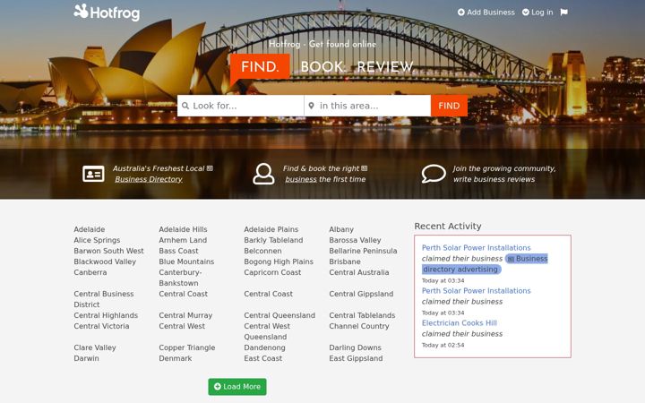 Screenshot of hotfrog.com.au